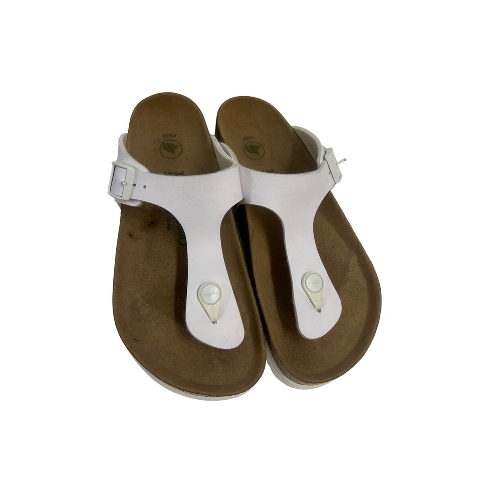 Papillio by Birkenstock Gizeh White Vegan Platform Thong Sandals Womens 38 L7 M5